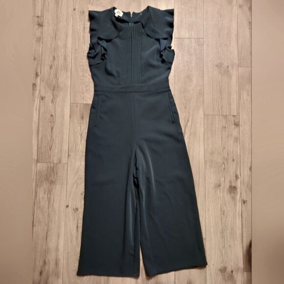 dRA By Anthropologie Kaia Wide Leg Crop Dark Green Jumpsuit Size S - Picture 3 of 9